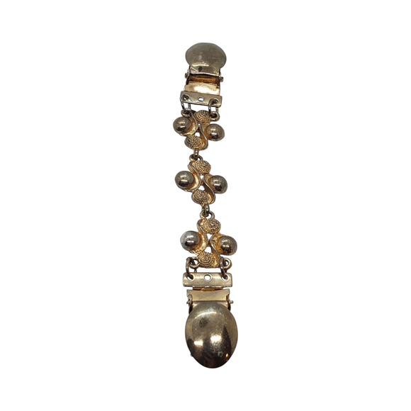 Vintage Gold Tone Sweater Dress Clip Chain Textured Ball 50s Resize Shirts Tops - Picture 1 of 8
